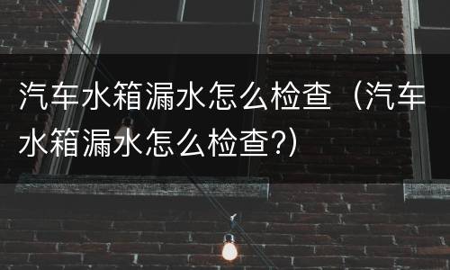 汽车水箱漏水怎么检查（汽车水箱漏水怎么检查?）