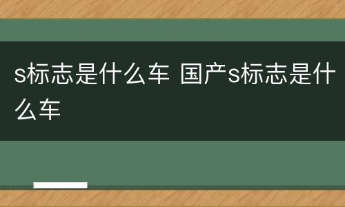 s标志是什么车 国产s标志是什么车