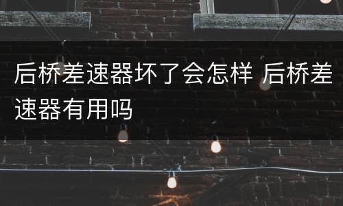 后桥差速器坏了会怎样 后桥差速器有用吗