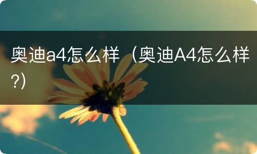 奥迪a4怎么样（奥迪A4怎么样?）