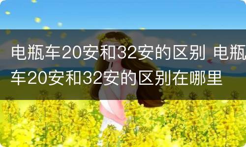 电瓶车20安和32安的区别 电瓶车20安和32安的区别在哪里