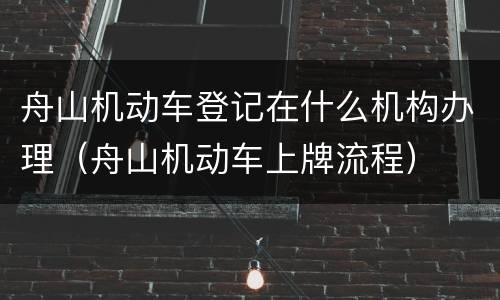 舟山机动车登记在什么机构办理（舟山机动车上牌流程）