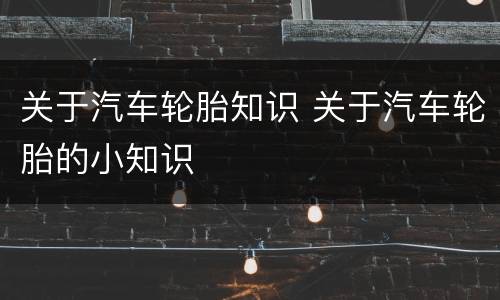 关于汽车轮胎知识 关于汽车轮胎的小知识