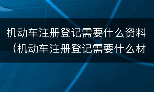 机动车注册登记需要什么资料（机动车注册登记需要什么材料）