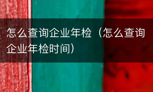 怎么查询企业年检（怎么查询企业年检时间）