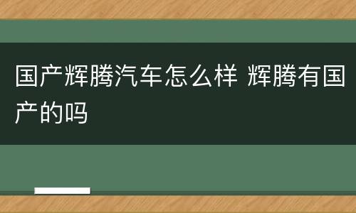 国产辉腾汽车怎么样 辉腾有国产的吗