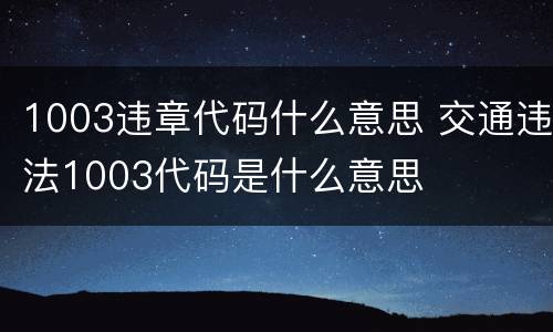 1003违章代码什么意思 交通违法1003代码是什么意思