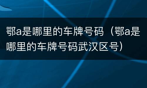 鄂a是哪里的车牌号码（鄂a是哪里的车牌号码武汉区号）