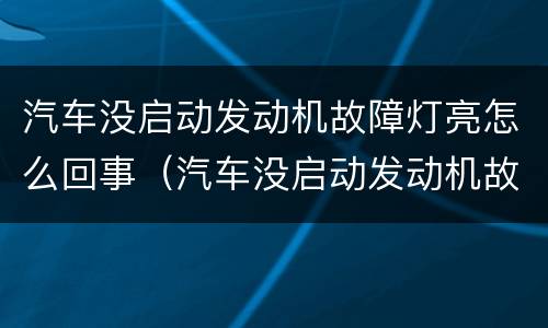 汽车没启动发动机故障灯亮怎么回事（汽车没启动发动机故障灯亮是什么原因）