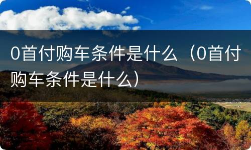 0首付购车条件是什么（0首付购车条件是什么）
