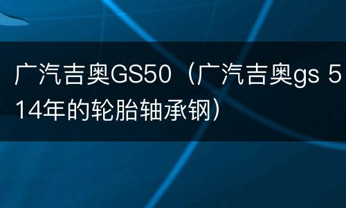 广汽吉奥GS50（广汽吉奥gs 514年的轮胎轴承钢）