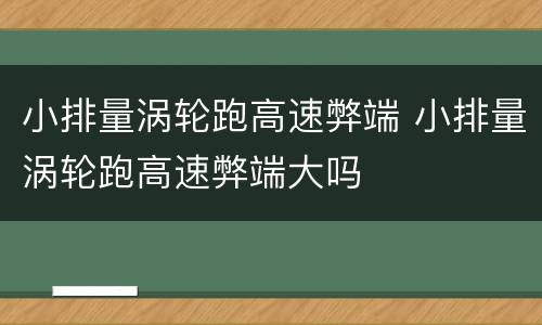 小排量涡轮跑高速弊端 小排量涡轮跑高速弊端大吗
