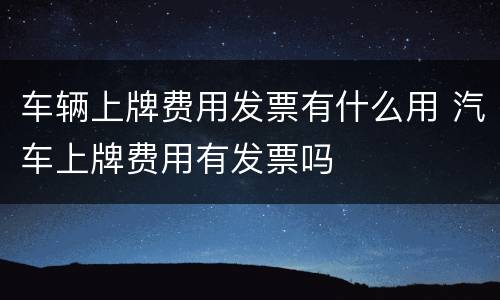 车辆上牌费用发票有什么用 汽车上牌费用有发票吗