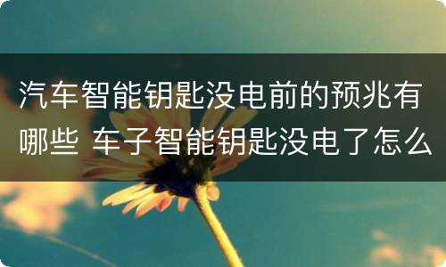 汽车智能钥匙没电前的预兆有哪些 车子智能钥匙没电了怎么启动车子