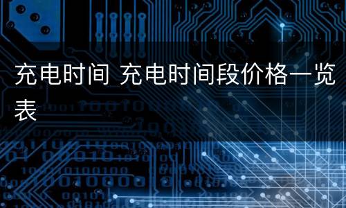 充电时间 充电时间段价格一览表