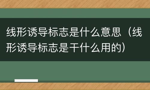 线形诱导标志是什么意思（线形诱导标志是干什么用的）