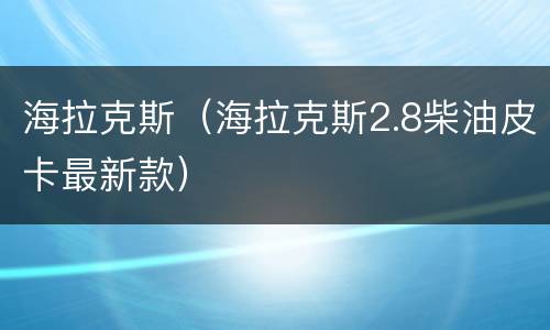 海拉克斯（海拉克斯2.8柴油皮卡最新款）