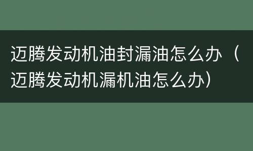 迈腾发动机油封漏油怎么办（迈腾发动机漏机油怎么办）