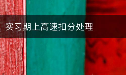 实习期上高速扣分处理