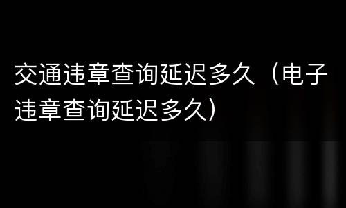 交通违章查询延迟多久（电子违章查询延迟多久）
