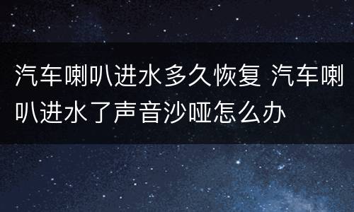 汽车喇叭进水多久恢复 汽车喇叭进水了声音沙哑怎么办
