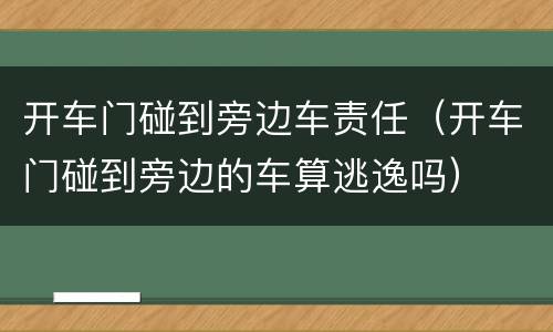 开车门碰到旁边车责任（开车门碰到旁边的车算逃逸吗）