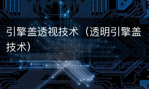 引擎盖透视技术（透明引擎盖技术）