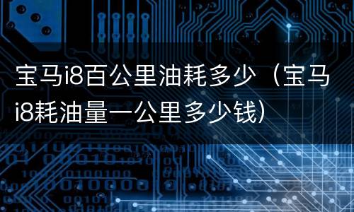 宝马i8百公里油耗多少（宝马i8耗油量一公里多少钱）