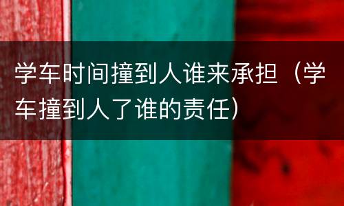 学车时间撞到人谁来承担（学车撞到人了谁的责任）