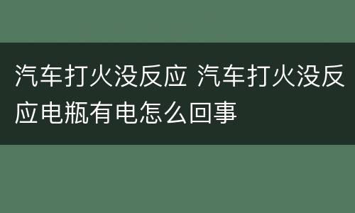 汽车打火没反应 汽车打火没反应电瓶有电怎么回事