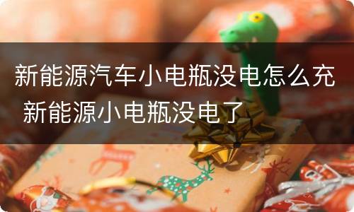 新能源汽车小电瓶没电怎么充 新能源小电瓶没电了