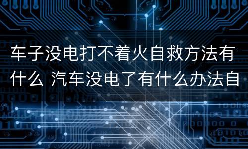 车子没电打不着火自救方法有什么 汽车没电了有什么办法自救吗