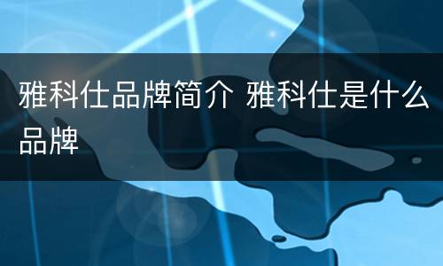 雅科仕品牌简介 雅科仕是什么品牌