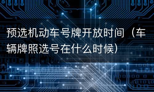 预选机动车号牌开放时间（车辆牌照选号在什么时候）