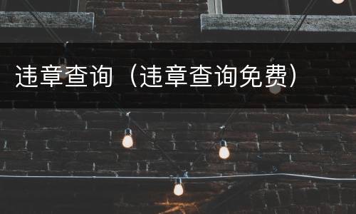 违章查询（违章查询免费）