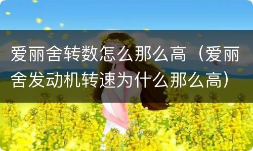 爱丽舍转数怎么那么高（爱丽舍发动机转速为什么那么高）