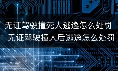 无证驾驶撞死人逃逸怎么处罚 无证驾驶撞人后逃逸怎么处罚