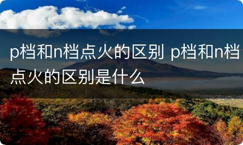 p档和n档点火的区别 p档和n档点火的区别是什么