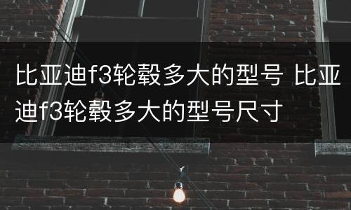 比亚迪f3轮毂多大的型号 比亚迪f3轮毂多大的型号尺寸
