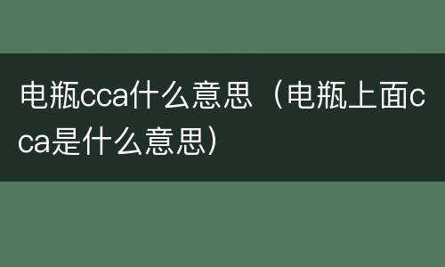 电瓶cca什么意思（电瓶上面cca是什么意思）
