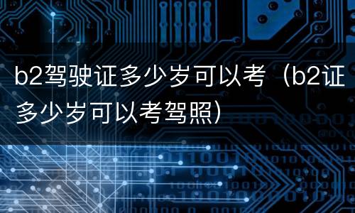 b2驾驶证多少岁可以考（b2证多少岁可以考驾照）