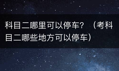 科目二哪里可以停车？（考科目二哪些地方可以停车）