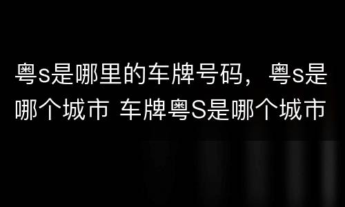 粤s是哪里的车牌号码，粤s是哪个城市 车牌粤S是哪个城市