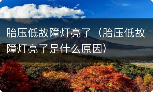 胎压低故障灯亮了（胎压低故障灯亮了是什么原因）