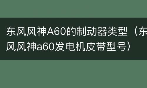 东风风神A60的制动器类型（东风风神a60发电机皮带型号）