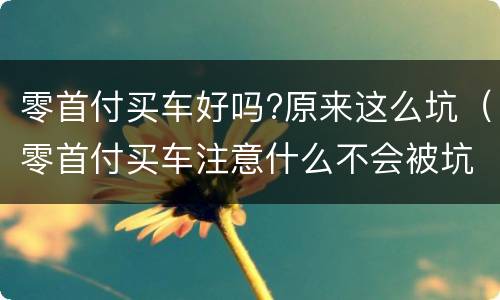 零首付买车好吗?原来这么坑（零首付买车注意什么不会被坑）