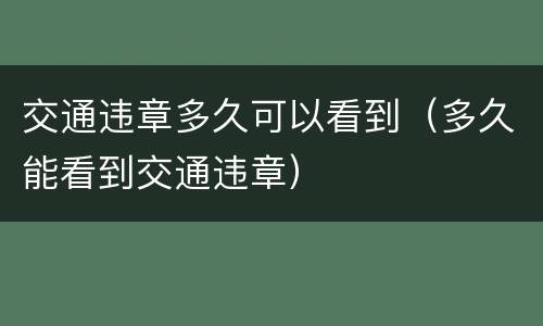 交通违章多久可以看到（多久能看到交通违章）