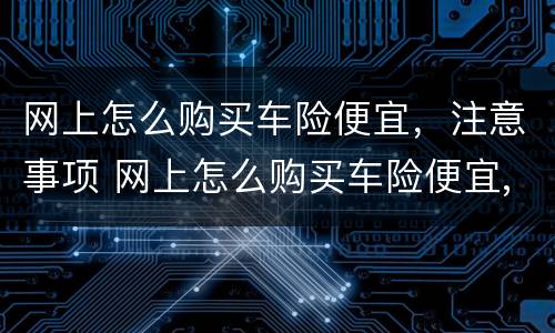 网上怎么购买车险便宜，注意事项 网上怎么购买车险便宜,注意事项视频