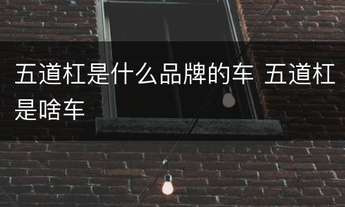 五道杠是什么品牌的车 五道杠是啥车
