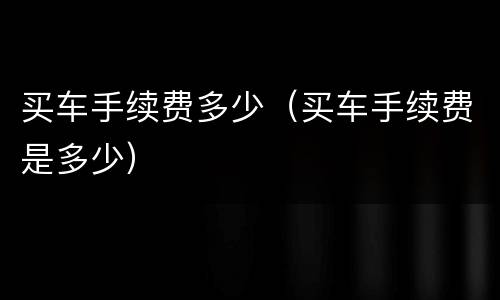 买车手续费多少（买车手续费是多少）